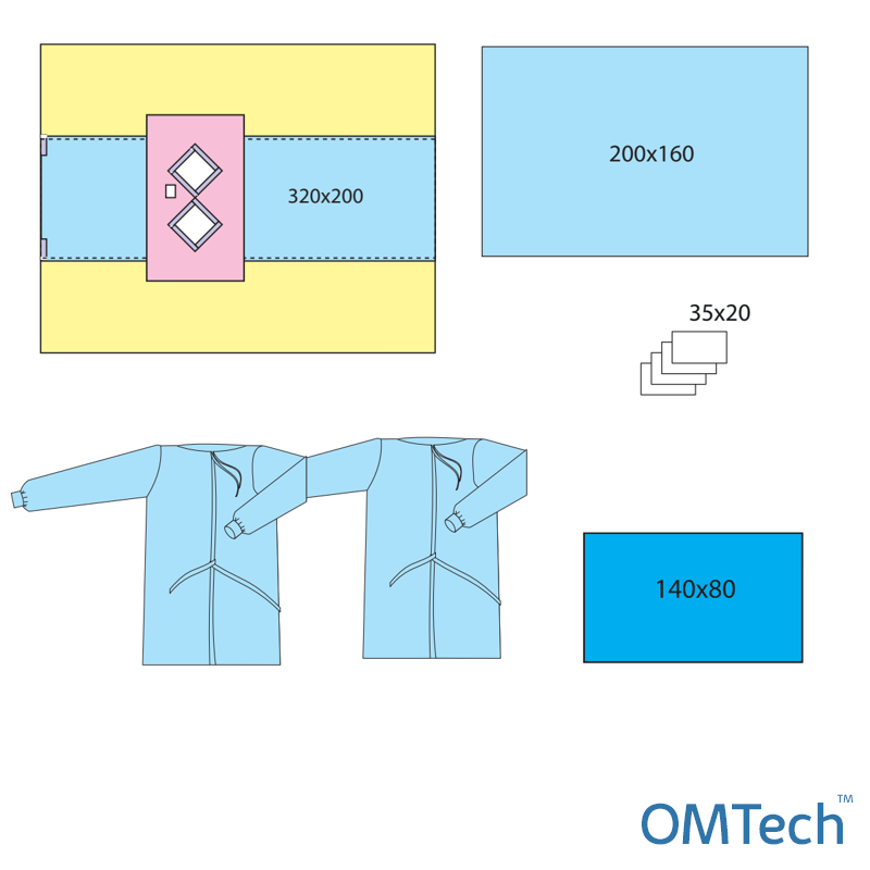 Комплект одягу та покриття операційного OMTech™ для ангіографії №19 стерильний